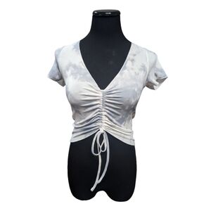 Princess Polly Ruched Tie Front Cropped Shirt Size 6 S